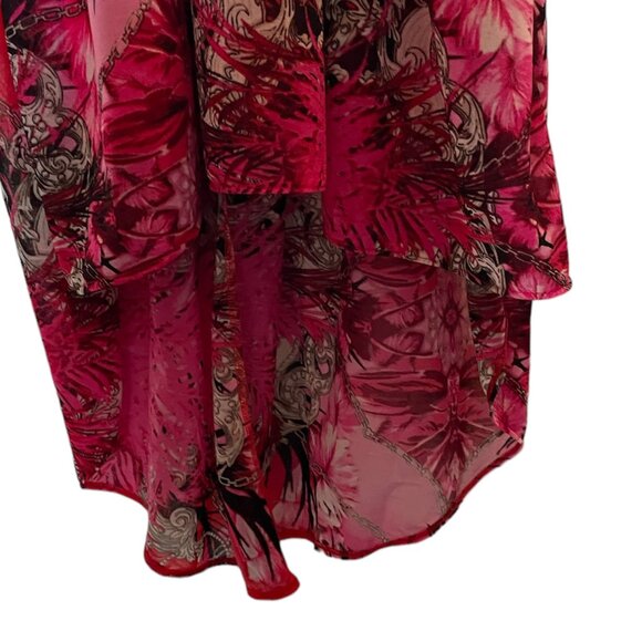 JENNIFER LOPEZ Red/Pink Print Sleeveless High-Low Dress Chain Trim - Size XS - Picture 4 of 12